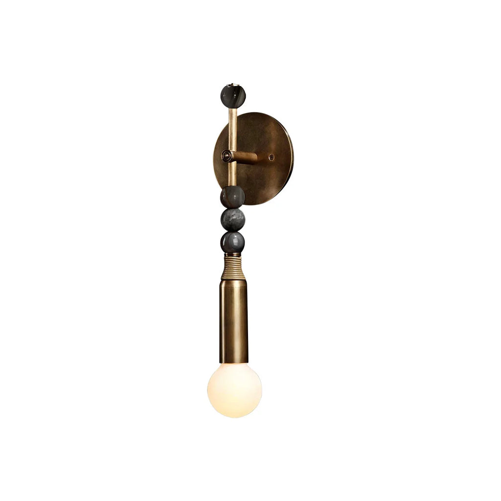Wall Lamp | Brass Body & Marble Accent | 48 cm Height