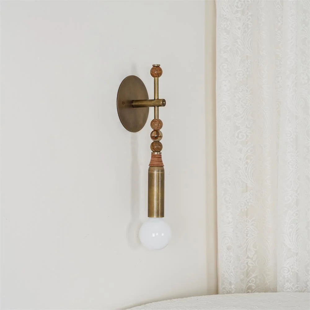 Wall Lamp | Brass Body & Marble Accent | 48 cm Height