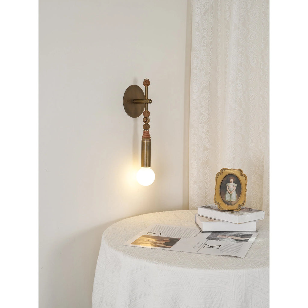 Wall Lamp | Brass Body & Marble Accent | 48 cm Height