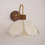 Wall Lamp | Carved Floral Petal Shade & Brass Arm