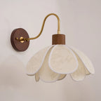 Wall Lamp | Carved Floral Petal Shade & Brass Arm