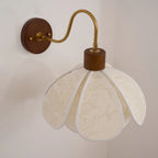 Wall Lamp | Carved Floral Petal Shade & Brass Arm
