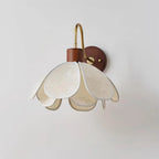 Wall Lamp | Carved Floral Petal Shade & Brass Arm