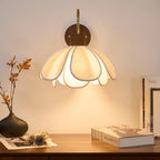Wall Lamp | Carved Floral Petal Shade & Brass Arm