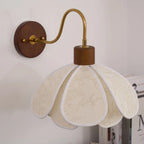 Wall Lamp | Carved Floral Petal Shade & Brass Arm