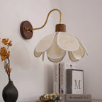 Wall Lamp | Carved Floral Petal Shade & Brass Arm