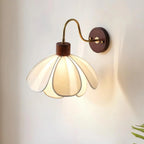 Wall Lamp | Carved Floral Shade & Brass Arm
