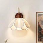 Wall Lamp | Carved Floral Shade & Brass Arm