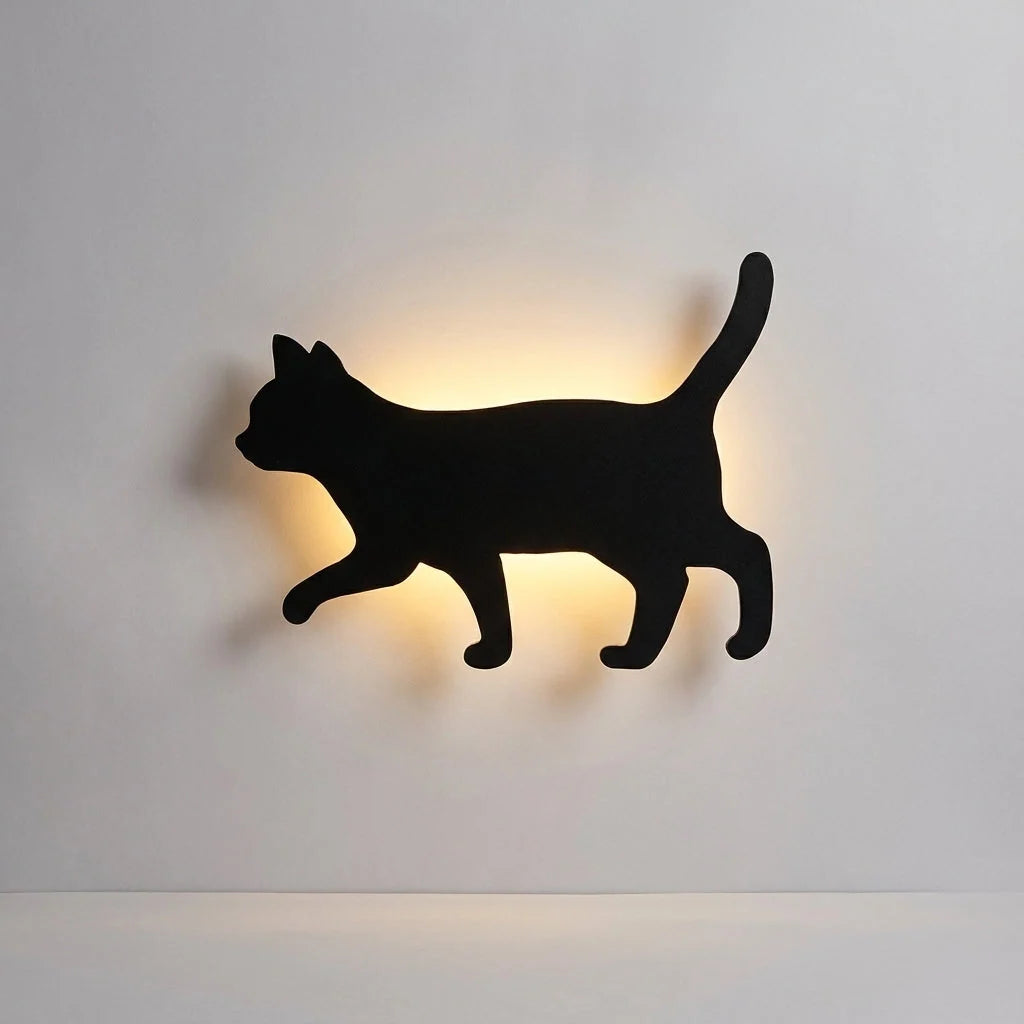 Wall Lamp | Cat Silhouette & Motion & Sound Sensor | Warm LED Backlight
