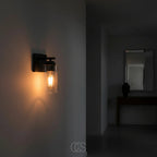 Wall Lamp | Clear Glass Shade & Matte Black Metal | E27 Fitting