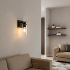 Wall Lamp | Clear Glass Shade & Matte Black Metal | E27 Fitting