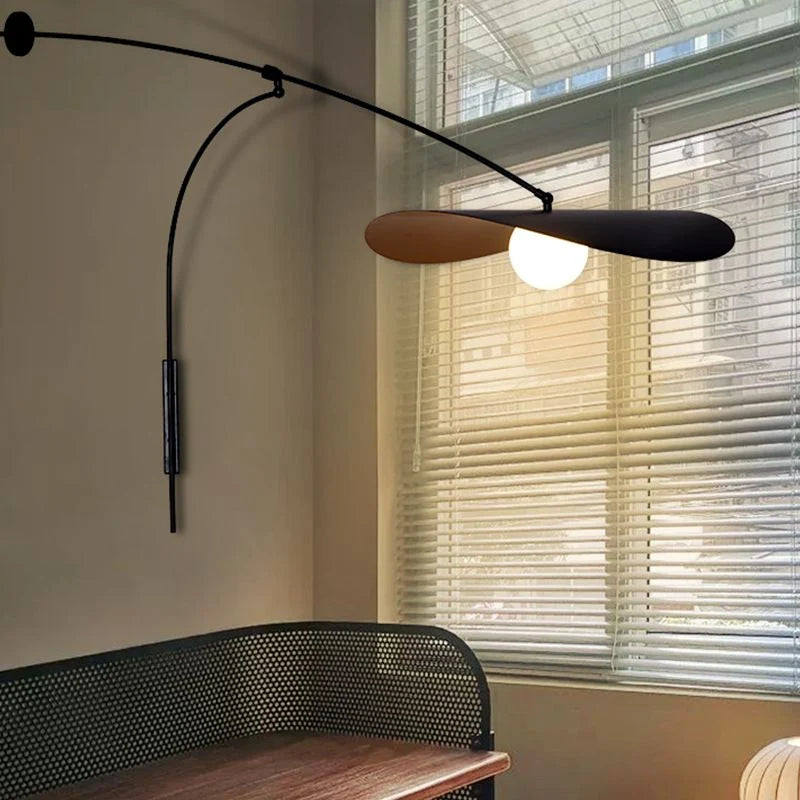 Wall Lamp | Curved Arc Black Metal & Gold Glass | G9 Bulb Base