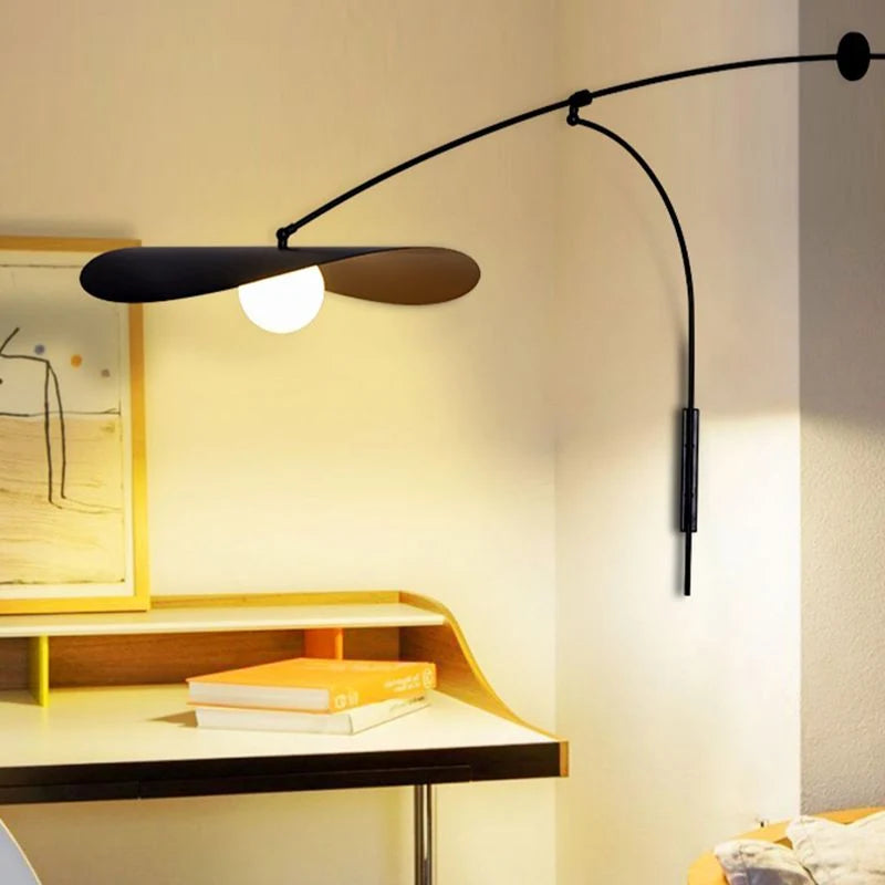 Wall Lamp | Curved Arc Black Metal & Gold Glass | G9 Bulb Base