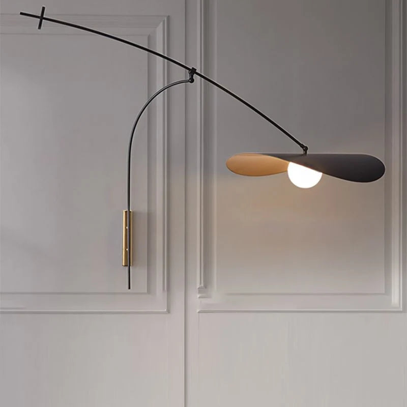Wall Lamp | Curved Arc Black Metal & Gold Glass | G9 Bulb Base