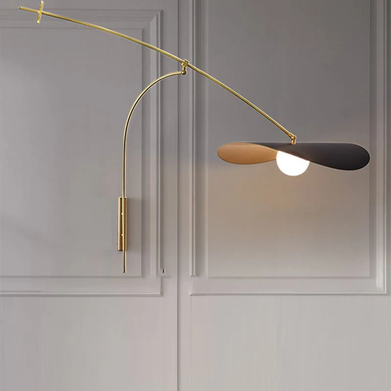 Wall Lamp | Curved Arc Black Metal & Gold Glass | G9 Bulb Base