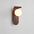 Wall Lamp | Curved Wood-Effect Base & Glass Globe
