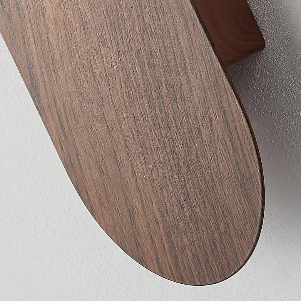 Wall Lamp | Curved Wood-Effect Base & Glass Globe
