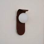Wall Lamp | Curved Wood-Effect Base & Glass Globe