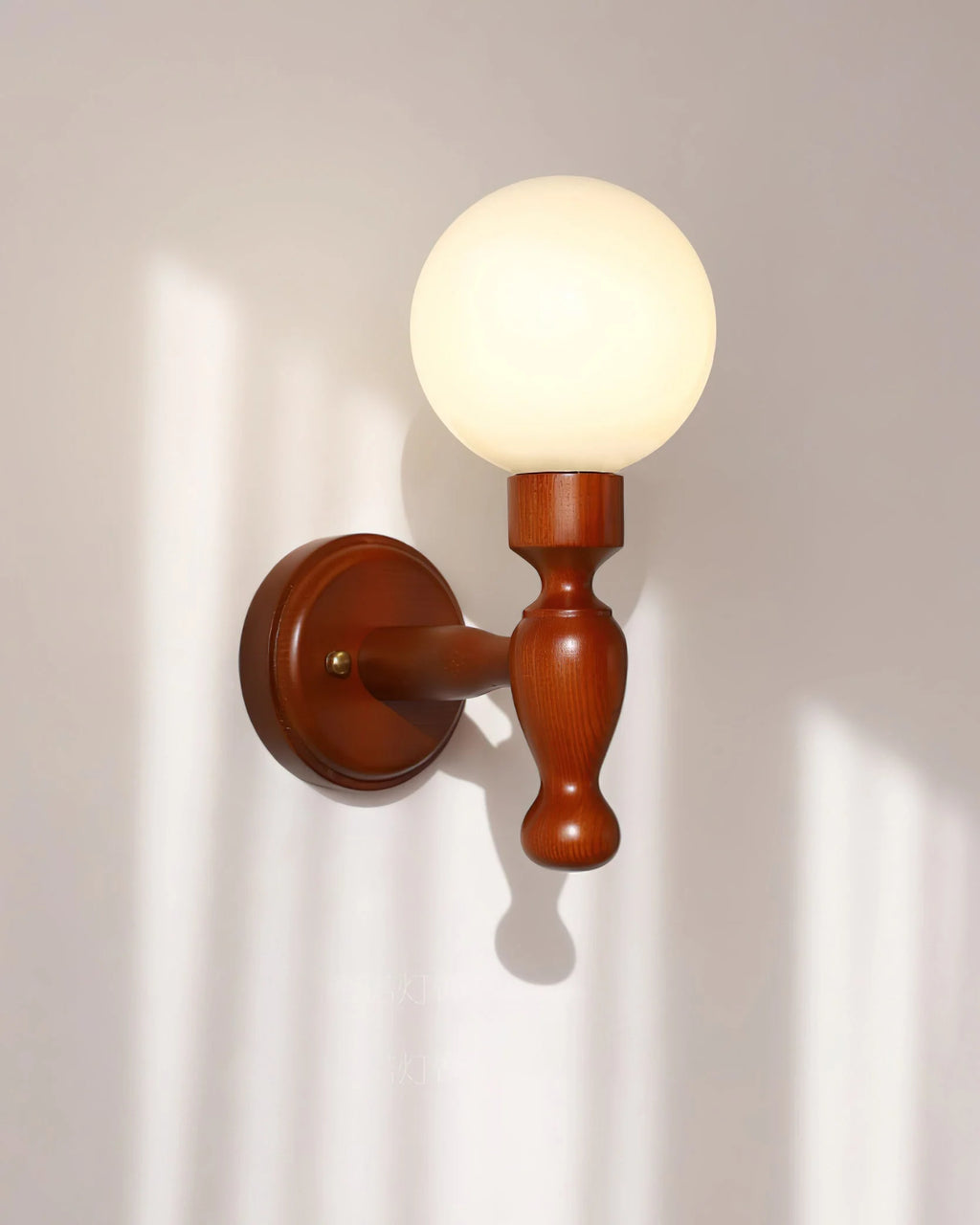 Wall Lamp | Floral Fabric Shade & Wood Frame | Dimmer-Compatible