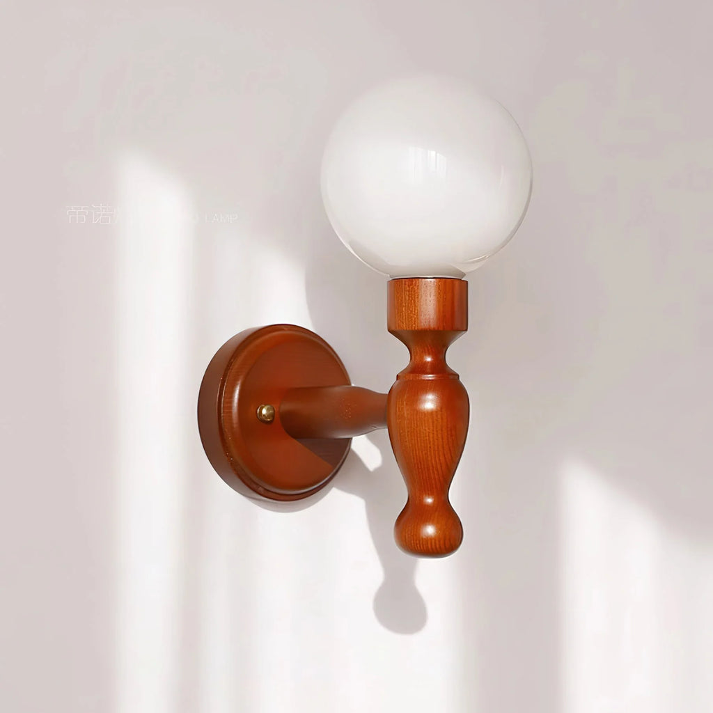 Wall Lamp | Floral Fabric Shade & Wood Frame | Dimmer-Compatible