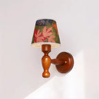 Wall Lamp | Floral Fabric Shade & Wood Frame | Dimmer-Compatible