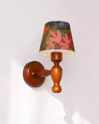 Wall Lamp | Floral Fabric Shade & Wood Frame | Dimmer-Compatible