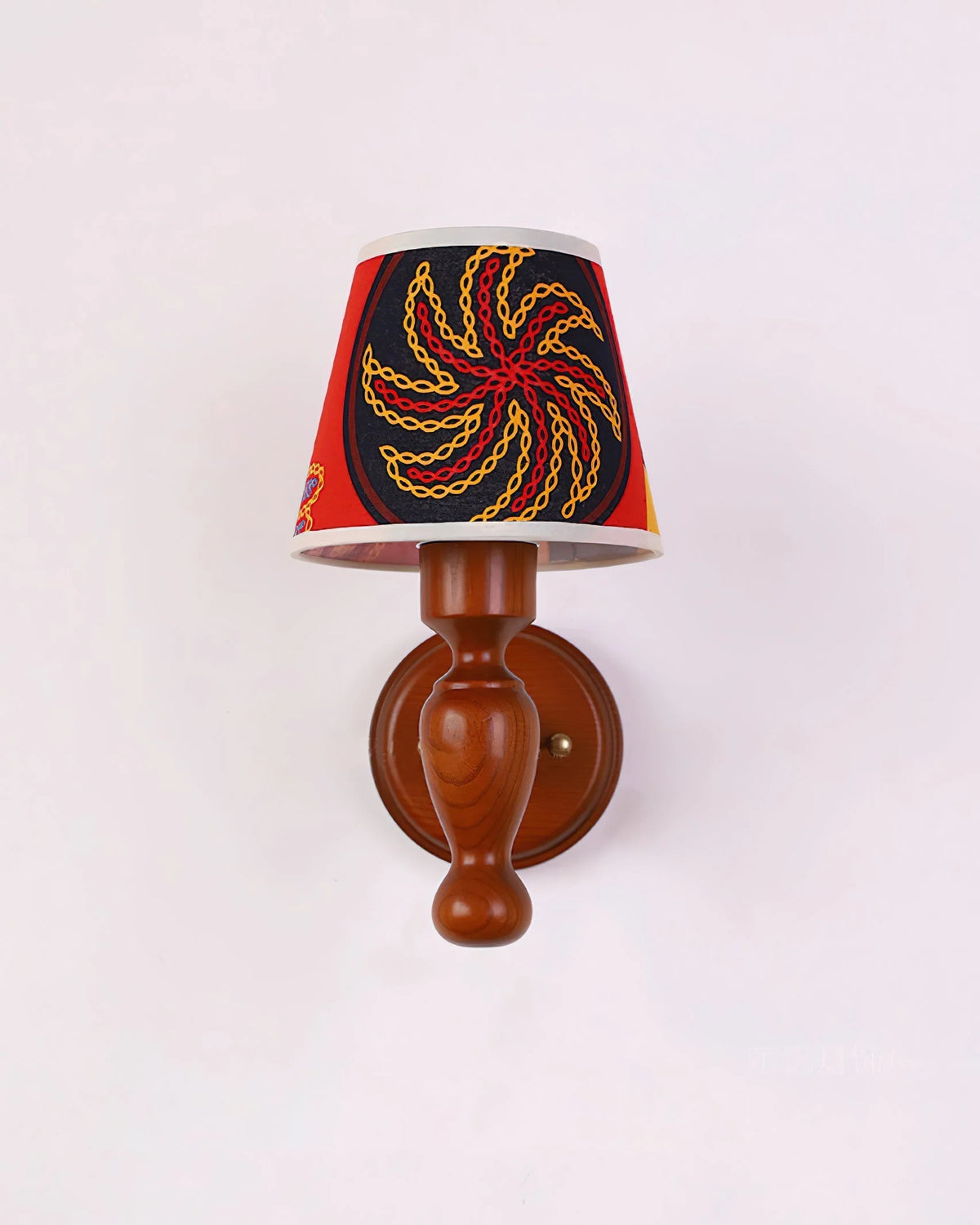 Wall Lamp | Floral Fabric Shade & Wood Frame | Dimmer-Compatible