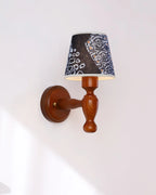Wall Lamp | Floral Fabric Shade & Wood Frame | Dimmer-Compatible