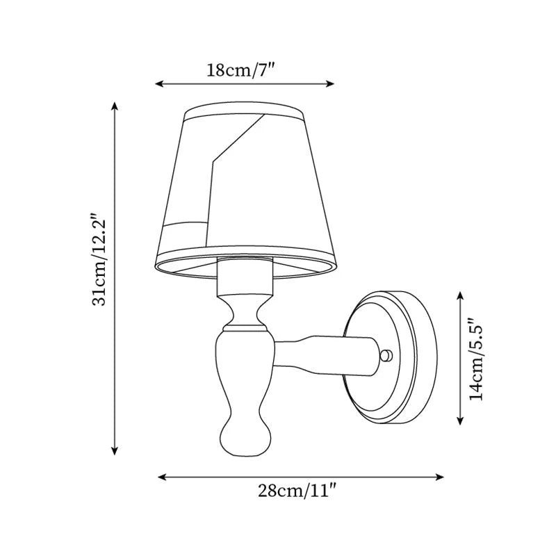 Wall Lamp | Floral Fabric Shade & Wood Frame | Dimmer-Compatible