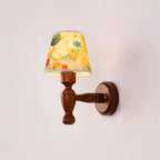 Wall Lamp | Floral Fabric Shade & Wood Frame | Dimmer-Compatible