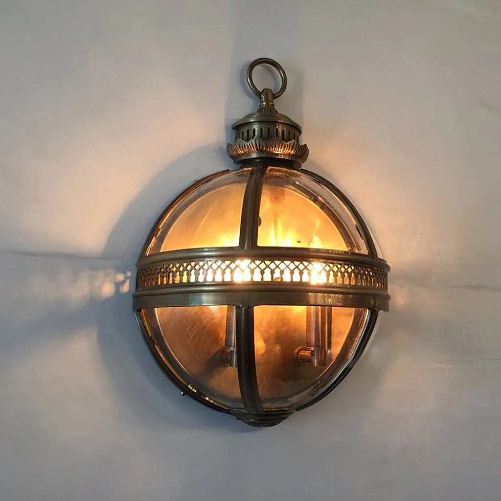 Wall lamp | Glass shade & iron frame | Ø30.5 x H46 cm