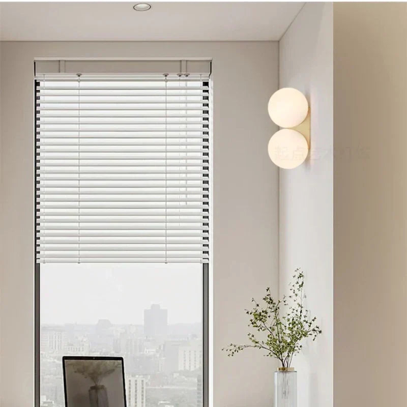Wall Lamp | Gold-Plated & Glass Globes | 180° Rotatable Arm