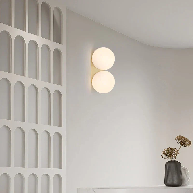 Wall Lamp | Gold-Plated & Glass Globes | 180° Rotatable Arm