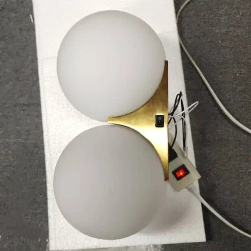 Wall Lamp | Gold-Plated & Glass Globes | 180° Rotatable Arm