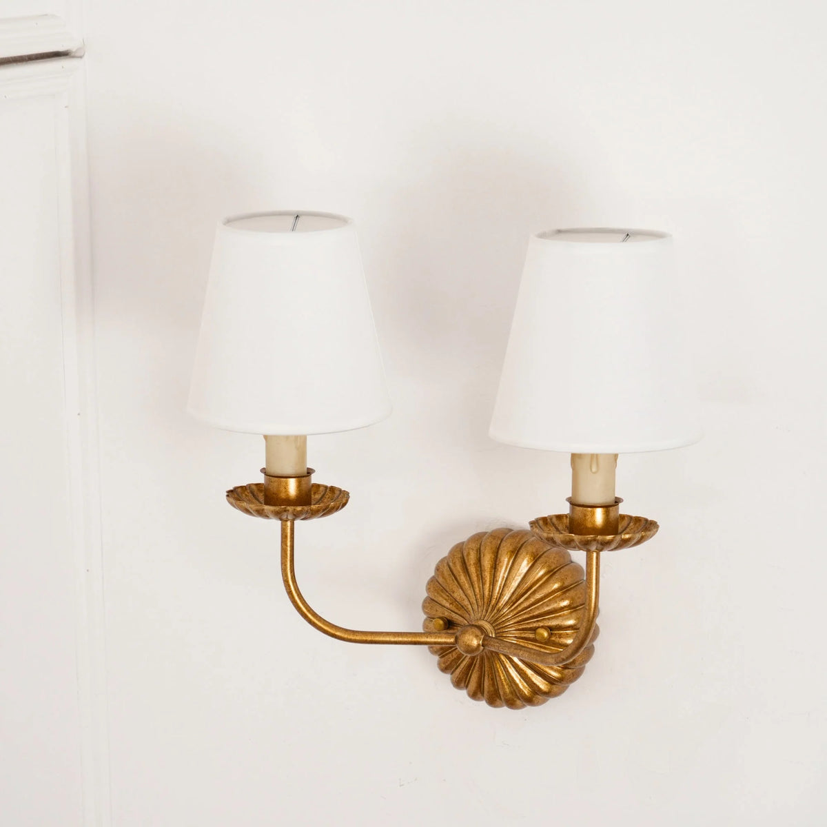 Wall Lamp | Hand-Gilded Antique Gold & Rosette Backplate