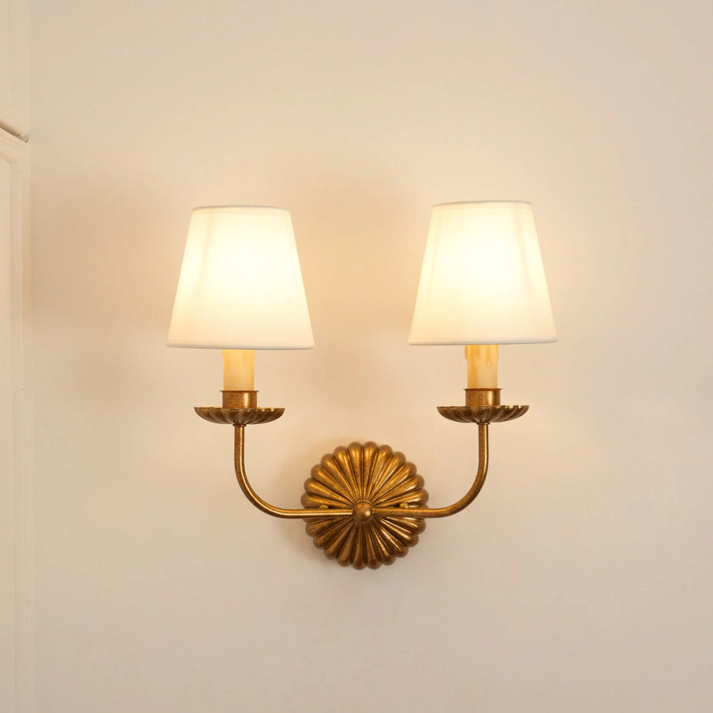 Wall Lamp | Hand-Gilded Antique Gold & Rosette Backplate