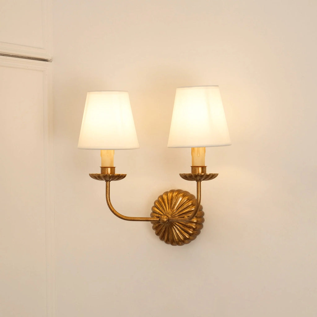 Wall Lamp | Hand-Gilded Antique Gold & Rosette Backplate