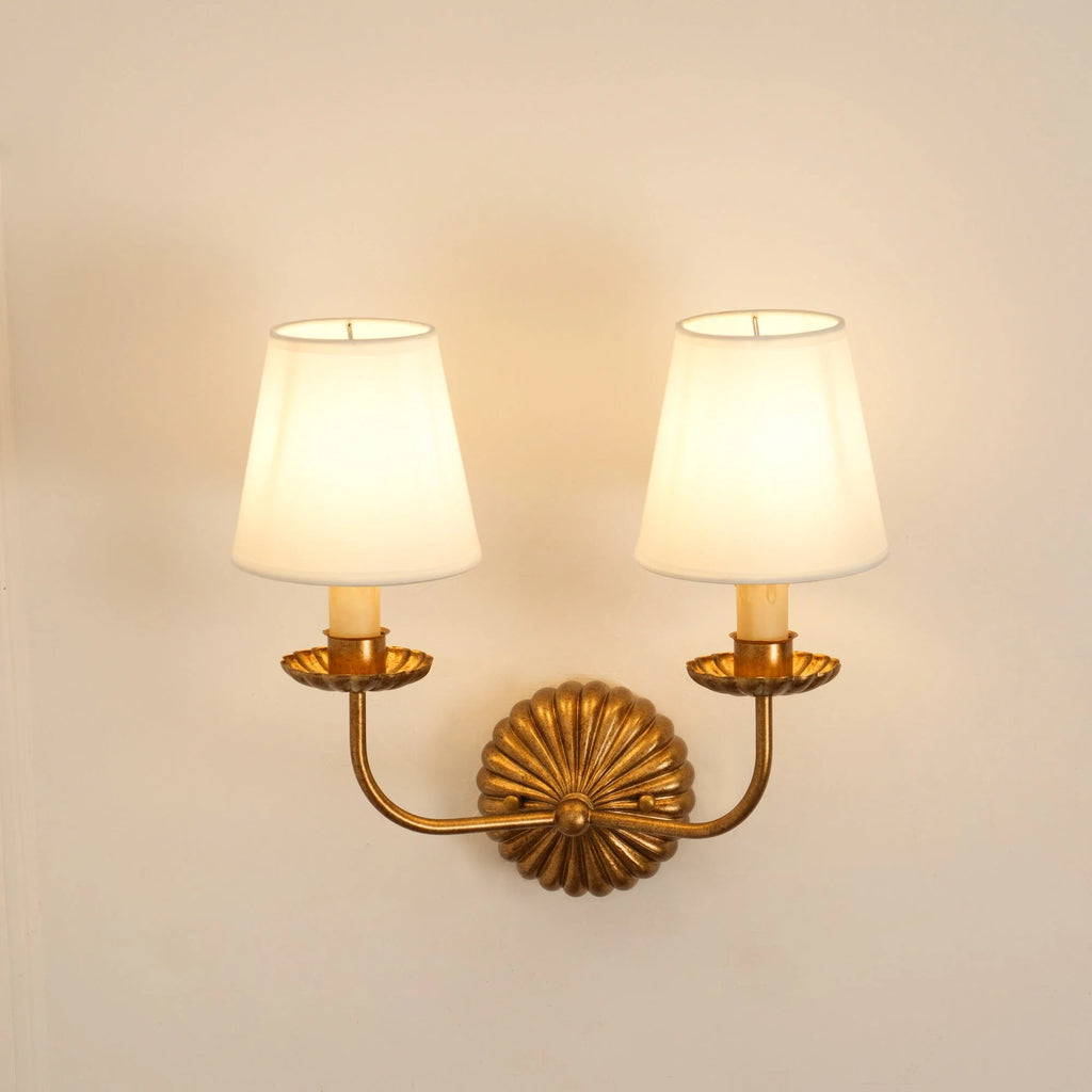 Wall Lamp | Hand-Gilded Antique Gold & Rosette Backplate