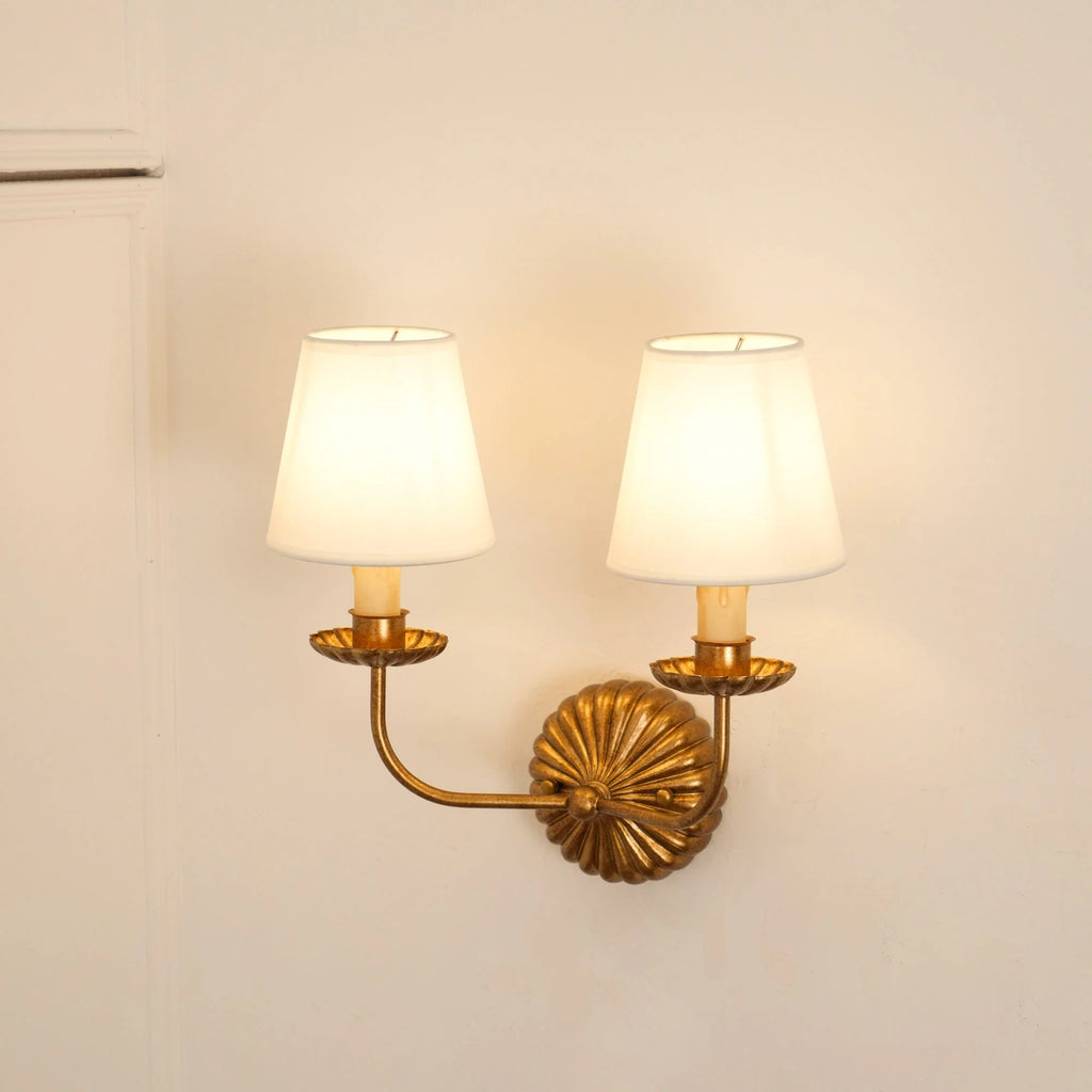 Wall Lamp | Hand-Gilded Antique Gold & Rosette Backplate