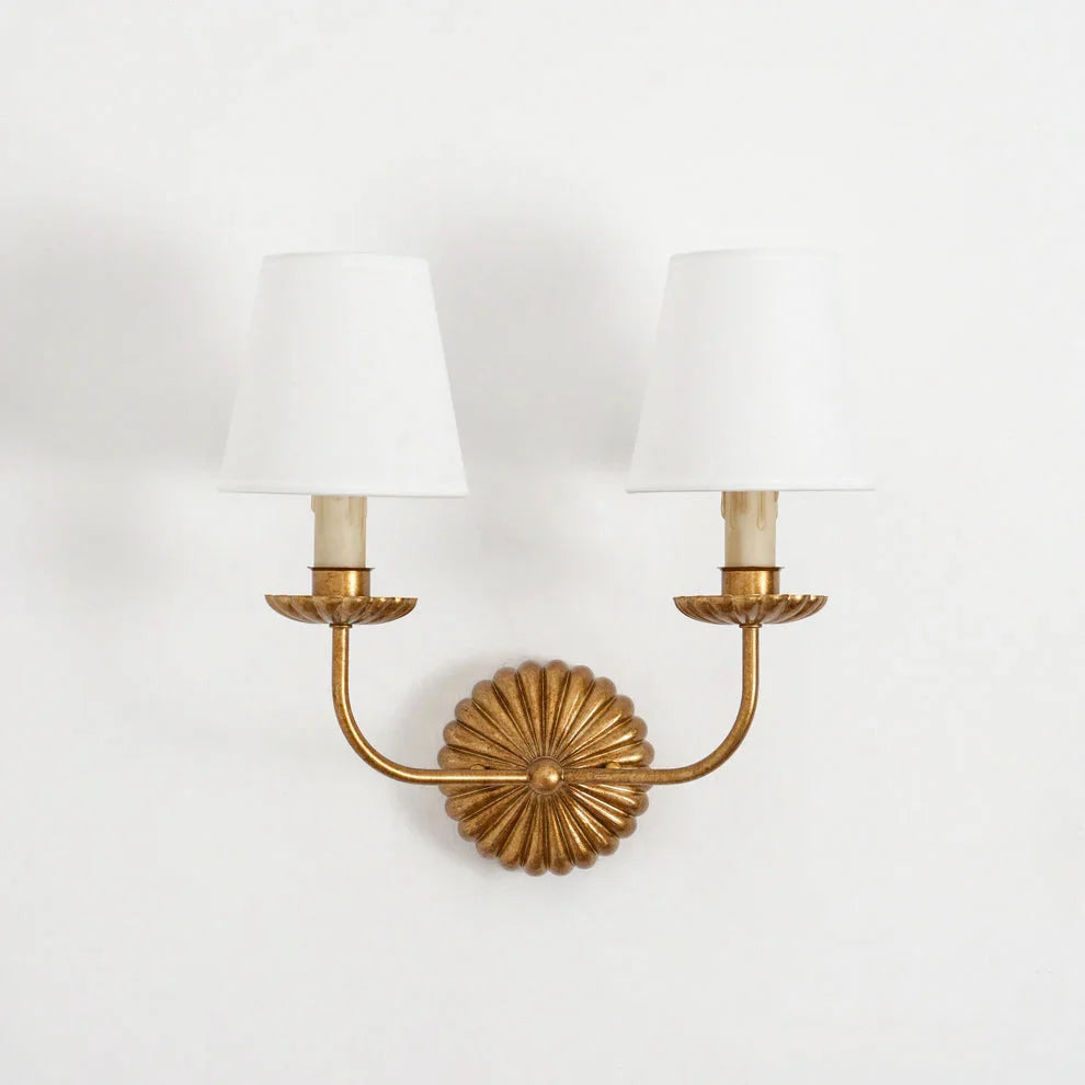 Wall Lamp | Hand-Gilded Antique Gold & Rosette Backplate