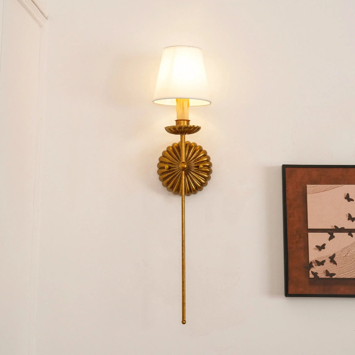 Wall Lamp | Hand-Gilded Antique Gold & Rosette Backplate