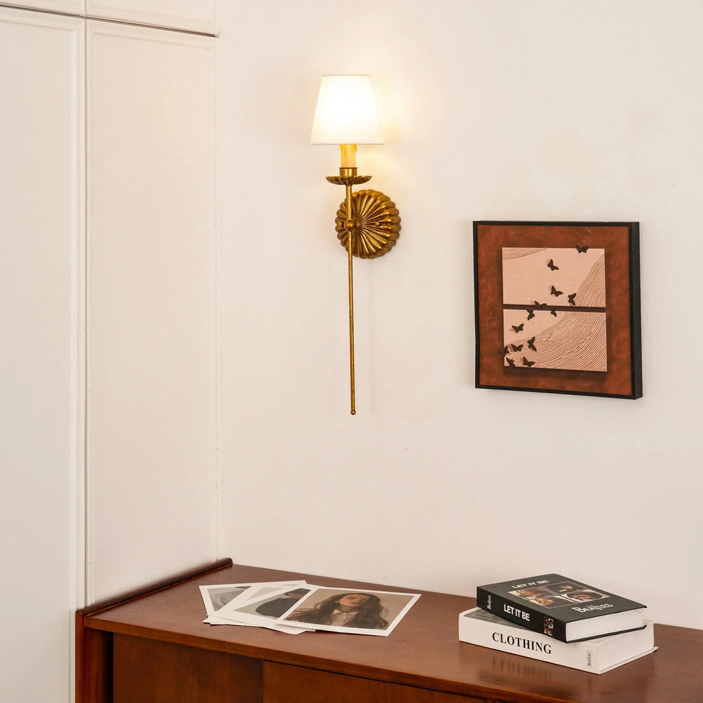 Wall Lamp | Hand-Gilded Antique Gold & Rosette Backplate