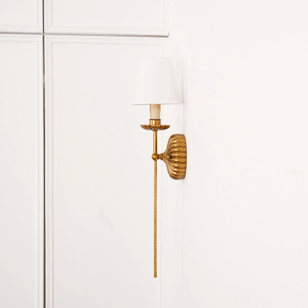 Wall Lamp | Hand-Gilded Antique Gold & Rosette Backplate