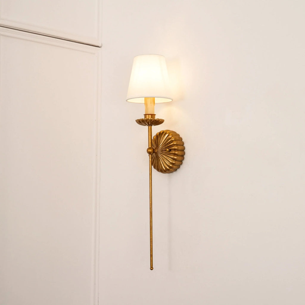 Wall Lamp | Hand-Gilded Antique Gold & Rosette Backplate