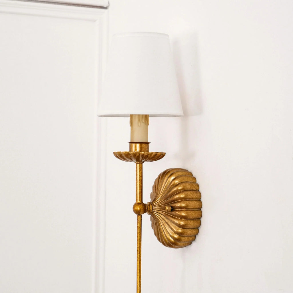 Wall Lamp | Hand-Gilded Antique Gold & Rosette Backplate