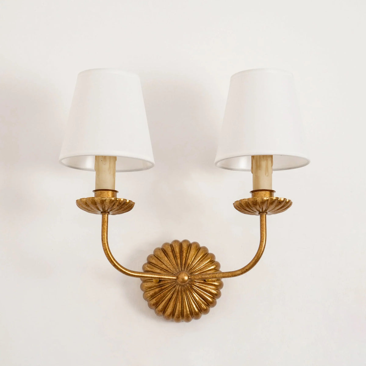 Wall Lamp | Hand-Gilded Antique Gold & Rosette Backplate