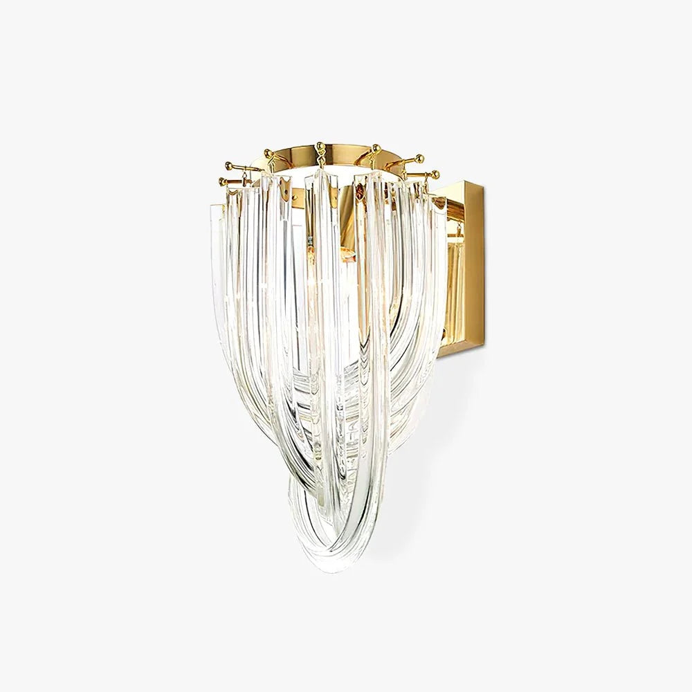 Wall Lamp | Handblown Glass & Gold Metal Base | 23 x 40 cm