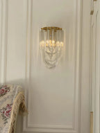 Wall Lamp | Handblown Glass & Gold Metal Base | 23 x 40 cm