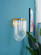 Wall Lamp | Handblown Glass & Gold Metal Base | 23 x 40 cm
