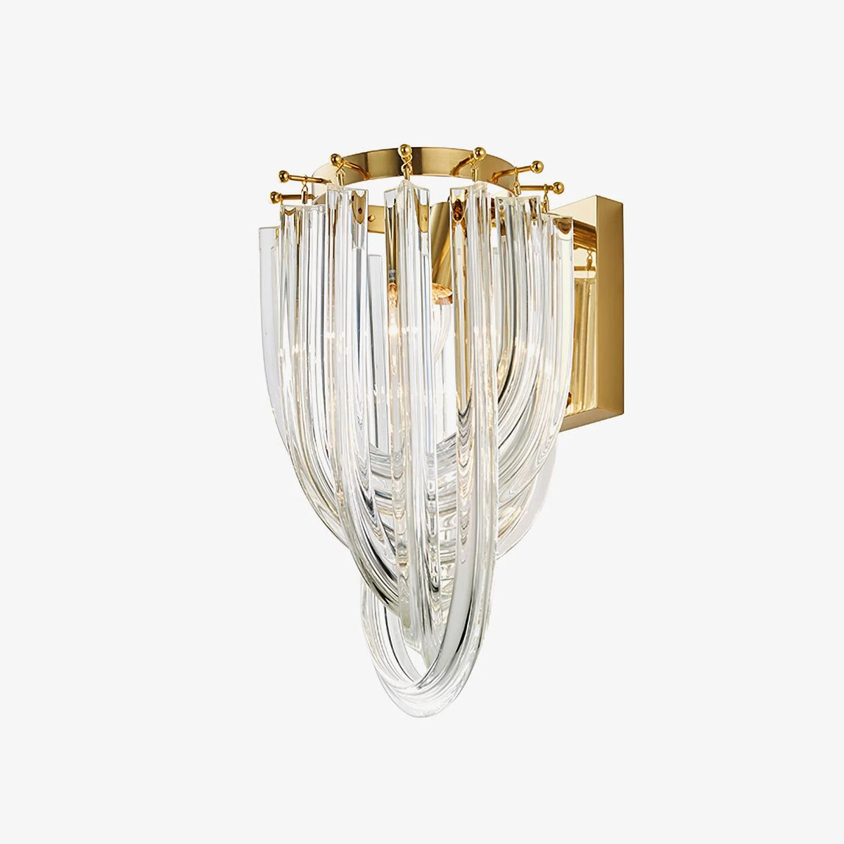 Wall Lamp | Handblown Glass & Gold Metal Base | 23 x 40 cm